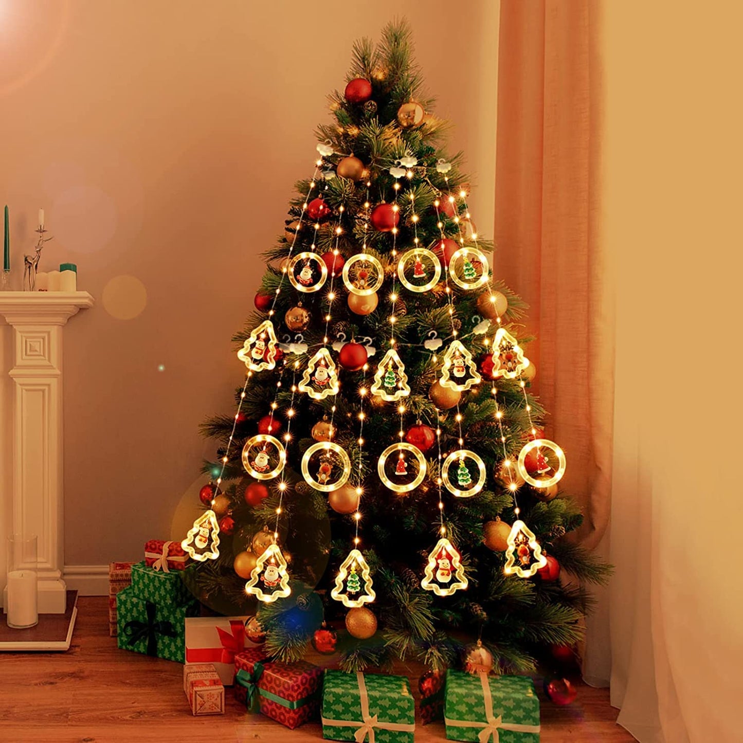 9.8 Ft 120 LED 3D Hanging Lights - Flashing Christmas Decorations for Indoor/Outdoor Use