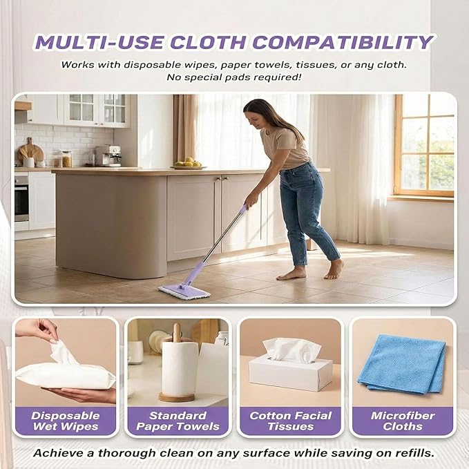 Snap Grip Mini Mop, Convenient Cloth Changing Mini Mop, Retractable Gap Dust