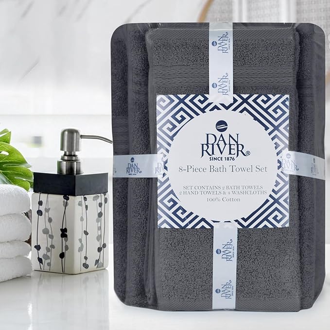 DAN RIVER 8 PC Luxury Bath Towels