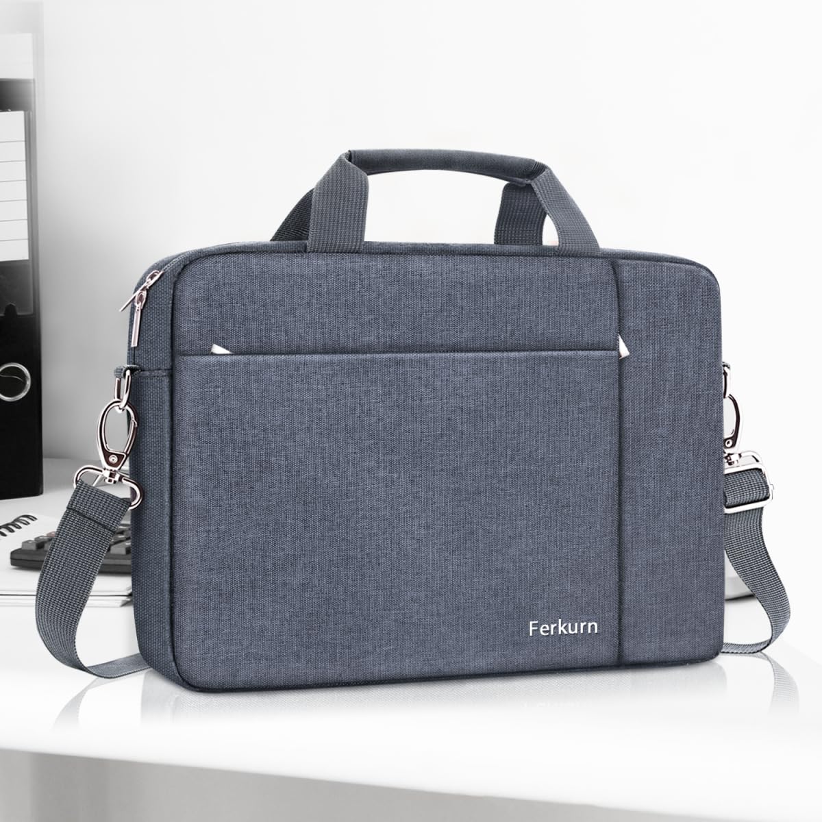 Ferkurn Laptop Bag Case Sleeve 15 15.6 16 inch for Women Men Compatible with 15"/16" MacBook Pro/Air M4/M3/M2/M1, Surface Laptop 6/5/4 Book, XPS 15, HP Pavilion, Lenovo, Acer, ASUS, Samsung, Grey