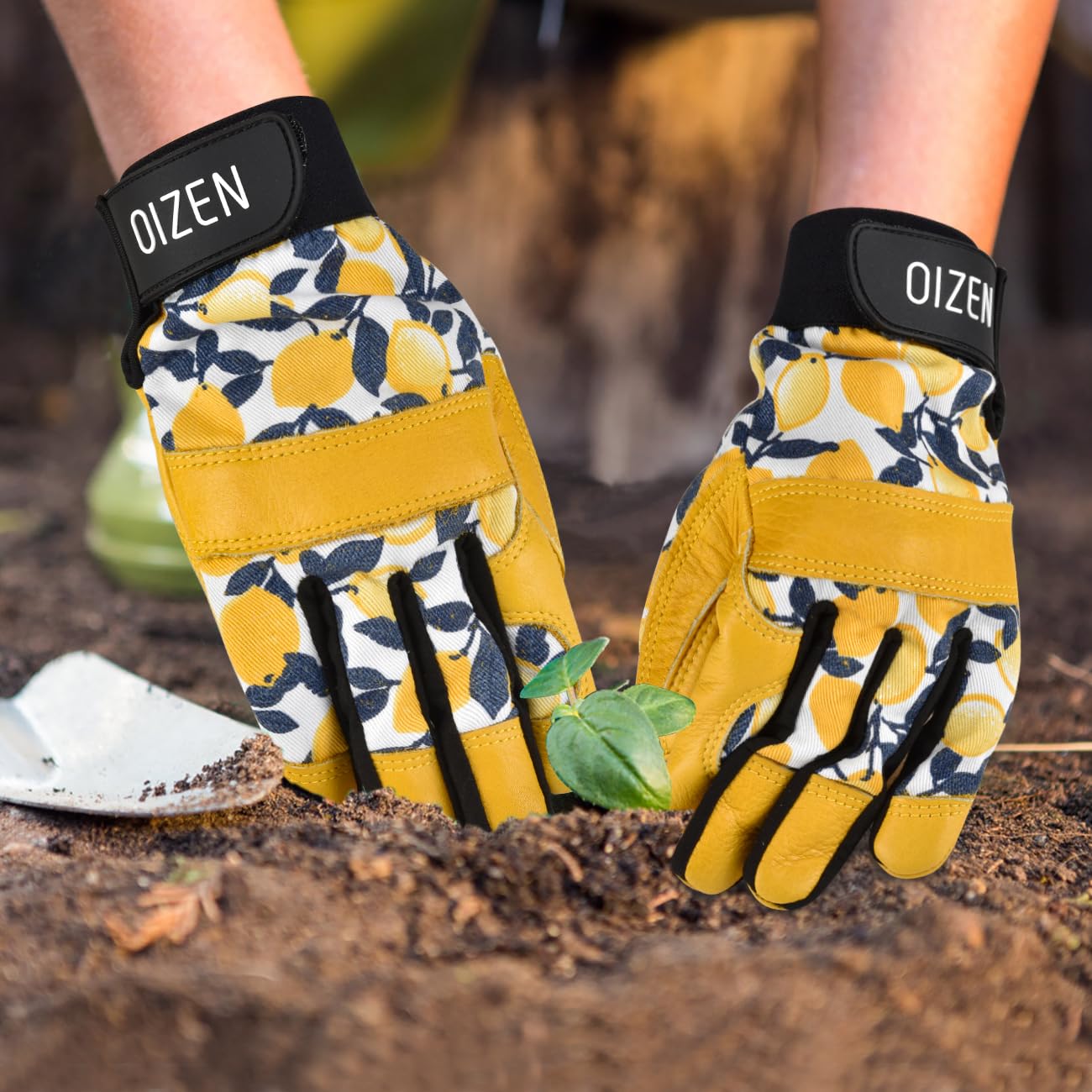 Cowhide Leather Thorn Proof & Puncture Resistant Gardening Gloves for Women and Men, Touchscreen Compatible Working Gloves for Weeding, Digging, Planting, Gardening Gifts for Women (Yellow, 1 pair, M)