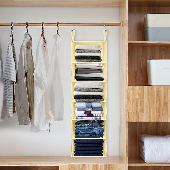Posprica Interchangeable Hanging Closet Organizer – 6 Slim Tiers or 3 Spacious