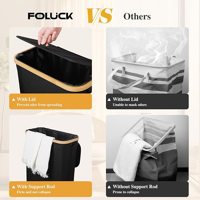 Slim Laundry Hamper, 60L Waterproof Narrow Laundry Basket