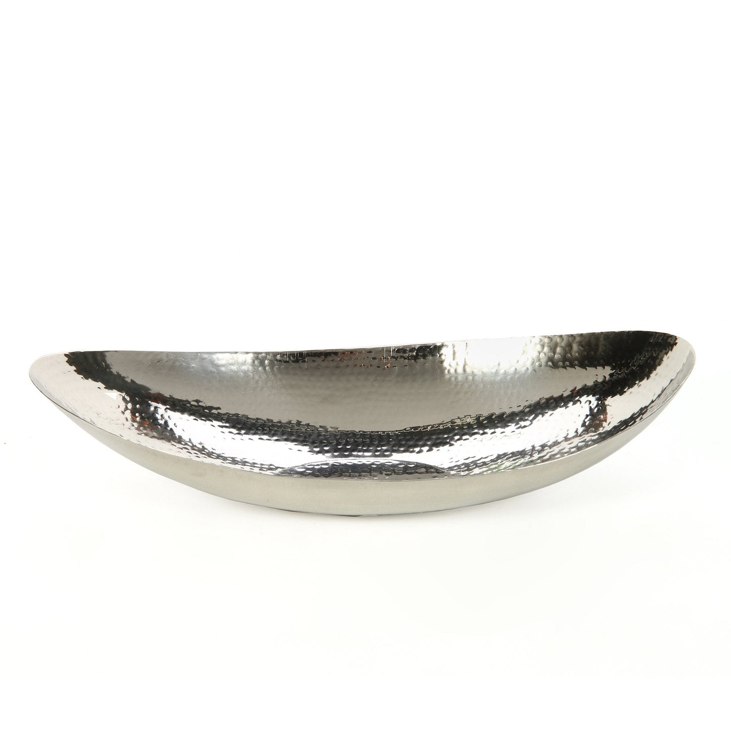 Hosley Hammered Stainless Steel Oval Bowl – 13.5” Decorative Centerpiece for Candles, Orbs, Potpourri & Table Styling | Modern Home & Event Décor