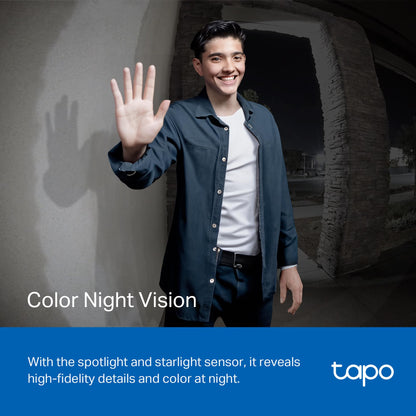 Tapo Smart Video Wireless Doorbell Camera - 2K, 160° Ultra-Wide View, Up to 180 Days Battery, Alexa, Google Assistant Compatible, Free AI Person Detection, IP54, SD/Cloud Storage, D205