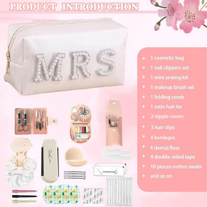 Wedding Day Emergency Kit, Bridal Emergency Kit for Wedding Day Items, Wedding Day Essential for Bride Bridesmaid, Wedding Survival Set with Makeup Bag