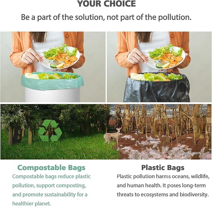 Biodegradable 8 Gallon Trash Bags, AYOTEE Garbage Bags 8 gallon, Compostable