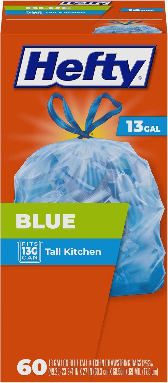 Hefty Blue Trash Bags, 13 Gallon