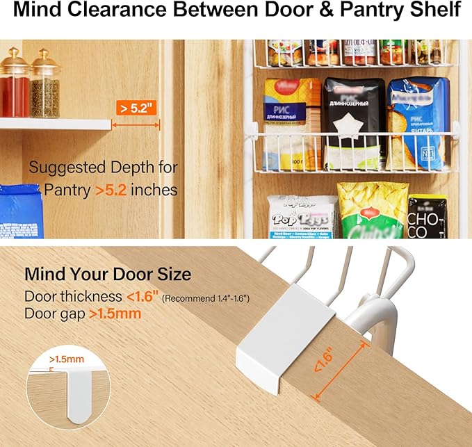 Delamu Over The Door Pantry Organizer, 8-Tier Metal Pantry Door Organization