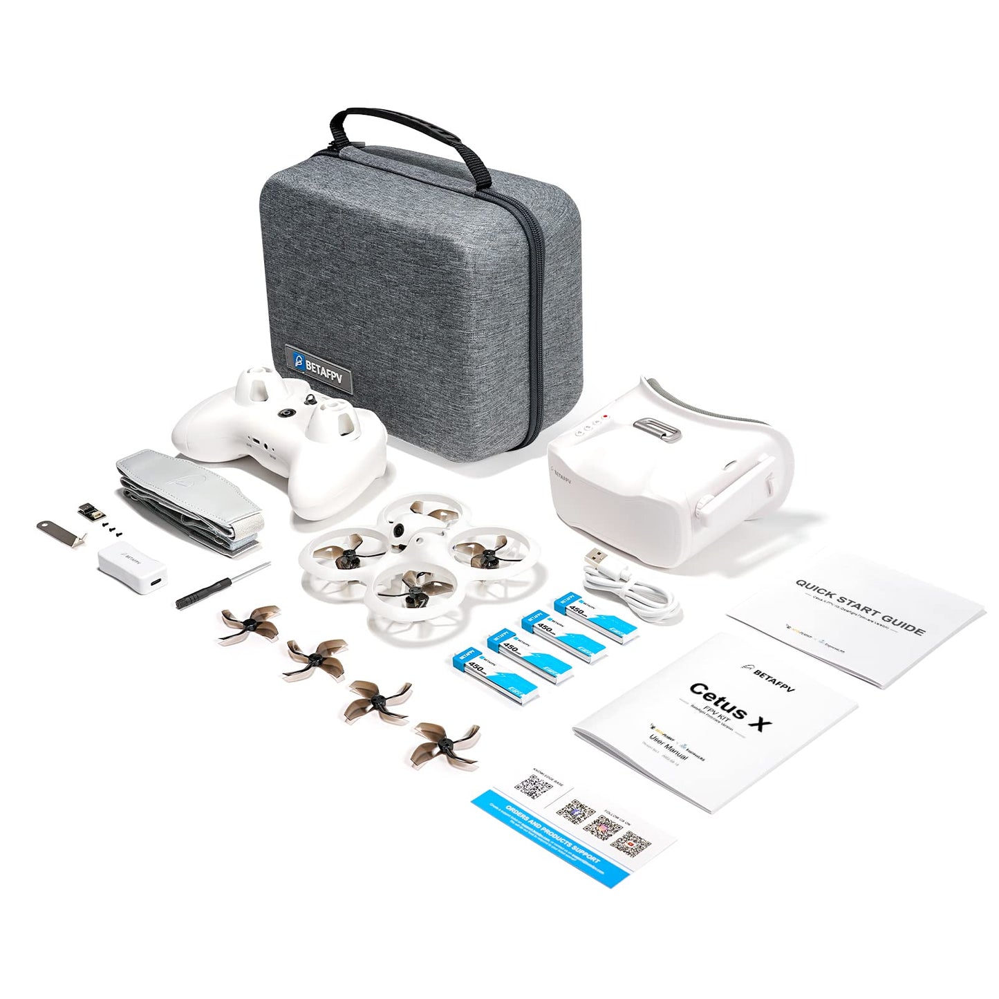 BETAFPV ELRS V3 Cetus X FPV Kit with Betaflight FC LiteRadio 3 Transmitter C04 Cam VR03 Goggles with DVR Recording Function, Supported 2S Power Advanced RTF Kit for FPV Beginners to Fly Faster Further