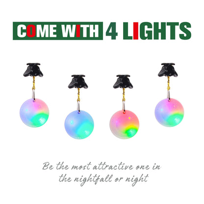 DecoTiny 20pcs Light Up Beard Ornaments, 16 Pcs Sounding Jingle Bells, 4 Pcs Lights and Bauble Ornaments - Great Christmas and New Year Festival Gift for Friends and Husband