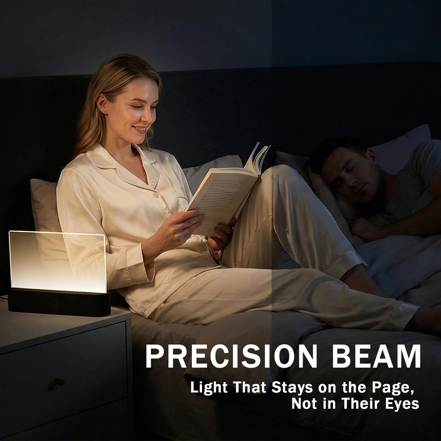 Book Lights for Reading at Night LED Rechargeable Lamp for Full Page Books in Bed Portable Flat Panel Bookmark Light Lovers Gifts Booklights Luz Para Leer Libros De Noche Lámpara En La Cama (White)
