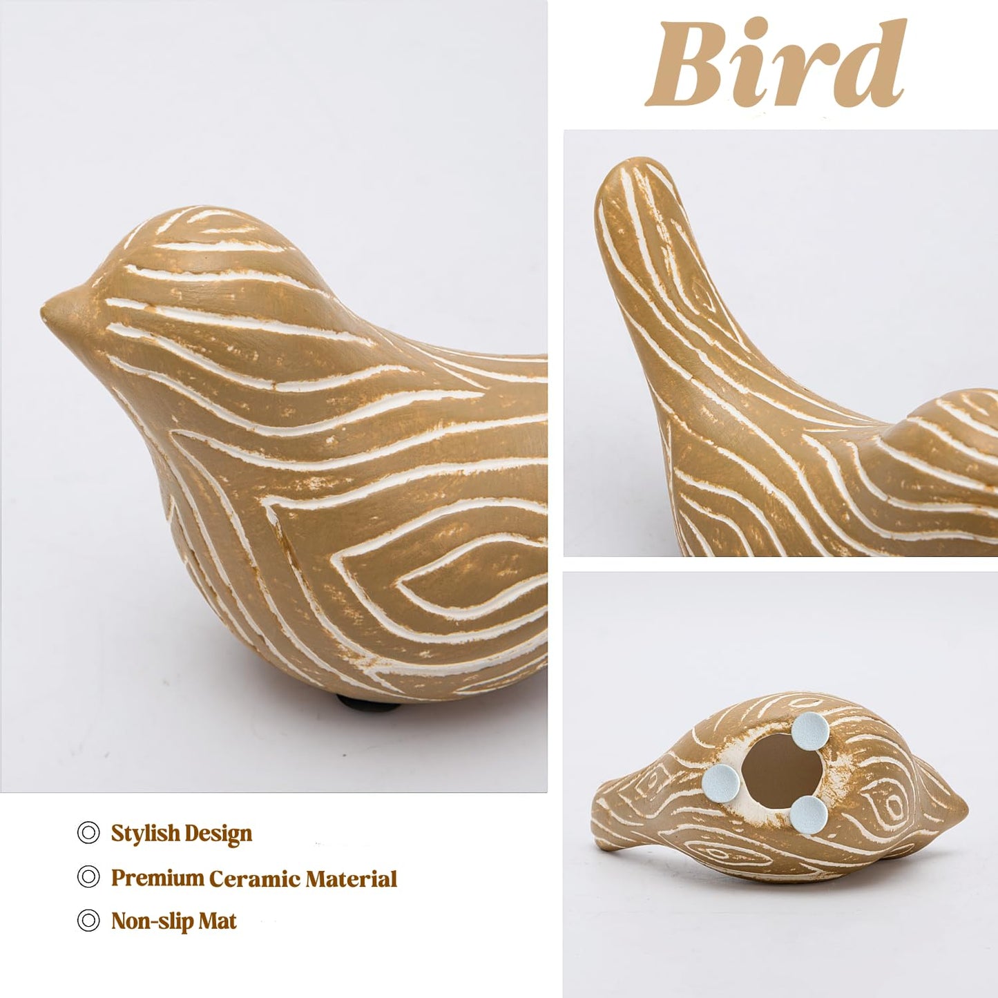 2PCS Small Birds Statues, Modern Home Decor Bird Sculptures, Animal Figurines Decorative Ornaments for Living Room, Bedroom, Office Desktop, Bookshelf, Coffee Table, Cabinets, Gifts for Bird Lovers
