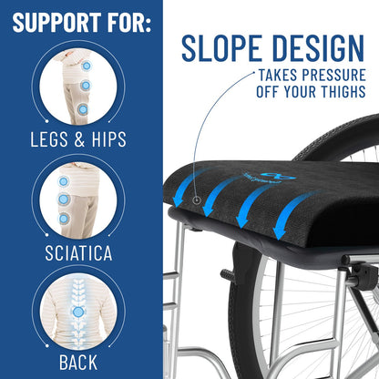 Everlasting Comfort Memory Foam Seat Cushion for Chair - Wheelchair Cushions for Tailbone Relief - Chair Cushion Covers for Pressure Sores - Ventilated Gel Seat Cushion for Chair, Seniors, & Adults