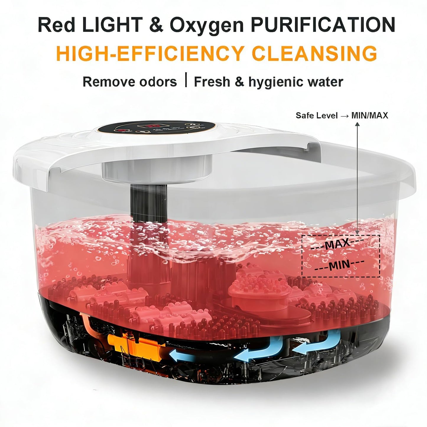 closewave Foot Spa Bath Massager with Heat, Red Light & Oxygen Bubbles,Shiatsu Rollers Epsom Salt Temperature Control, Relieves Stress and Feet Pain - Home Pedicure Soaking Tub Gift for Women/Men