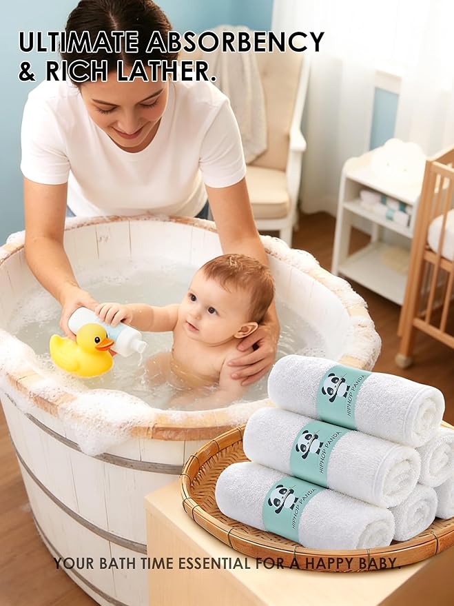 HIPHOP PANDA Baby Washcloths, Rayon Made from Bamboo