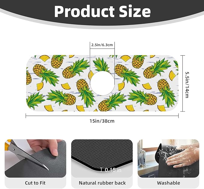Pineapple Summer Pineapples Kitchen Sink Splash Guard Faucet Mat Super