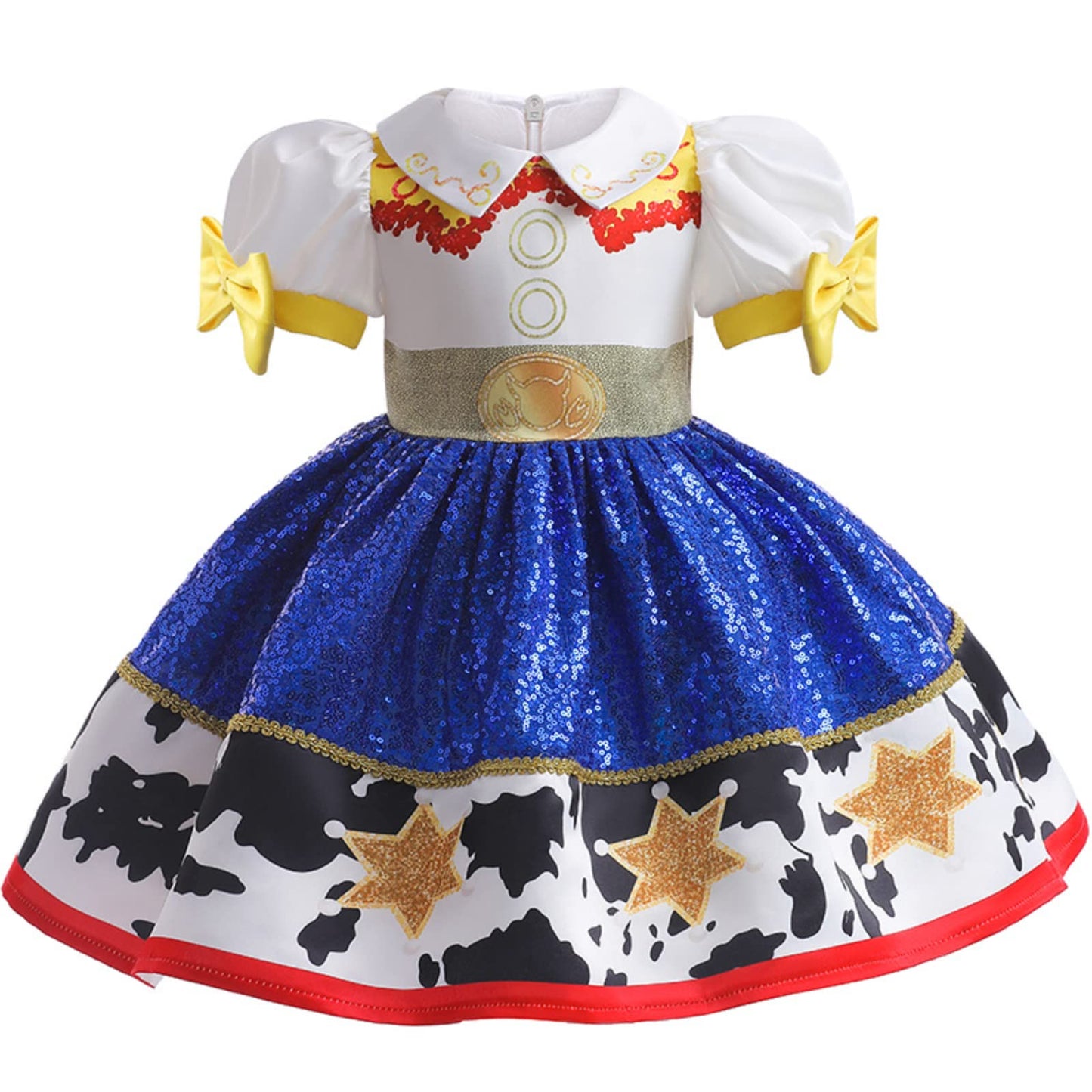 Lgandpg Jessie Costume for Girls Cowgirl Sequins Dress Up Halloween Outfit White