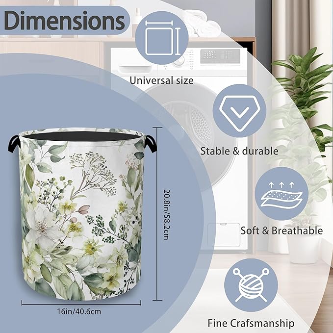 Flowers Plants HerbsLaundry Hamper, Dirty Clothes Laundry Basket