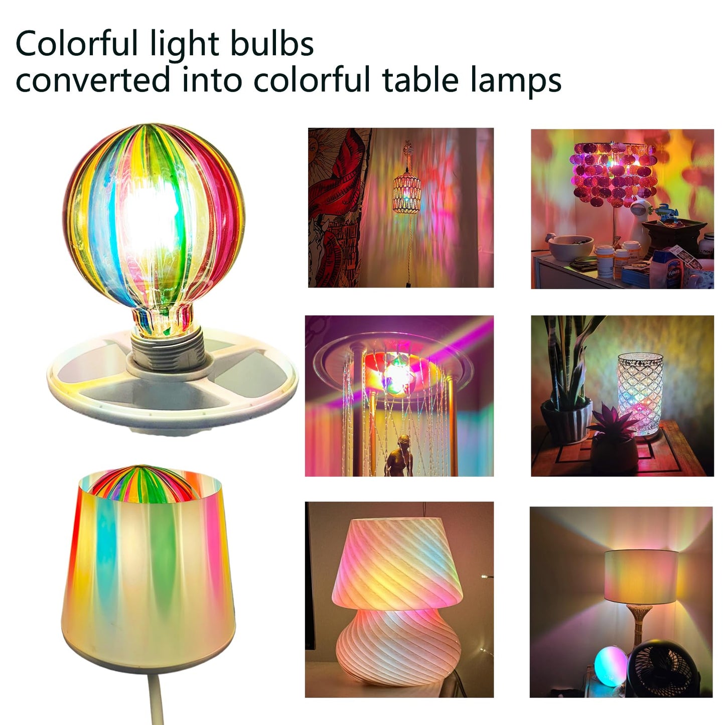 POXIN G95 Glass LED Light Bulb,E26 Base Warm Light 2700K 6 Watts LED Light Bulbs,Rainbow Sunflower Tiffany Lamp for Bedside Living Room Dormitory Dining Room Decorate Gift