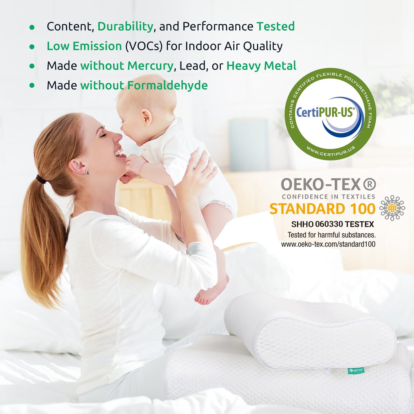 UTTU Cervical Pillow for Neck Strain Relief, Memory Foam Neck Pillow for Sleeping, Adjustable Orthopedic Sandwich Pillow, Contour Cooling for Side Back Stomach Sleeper, Medium(23.6"×14"×5.2"/4.5")