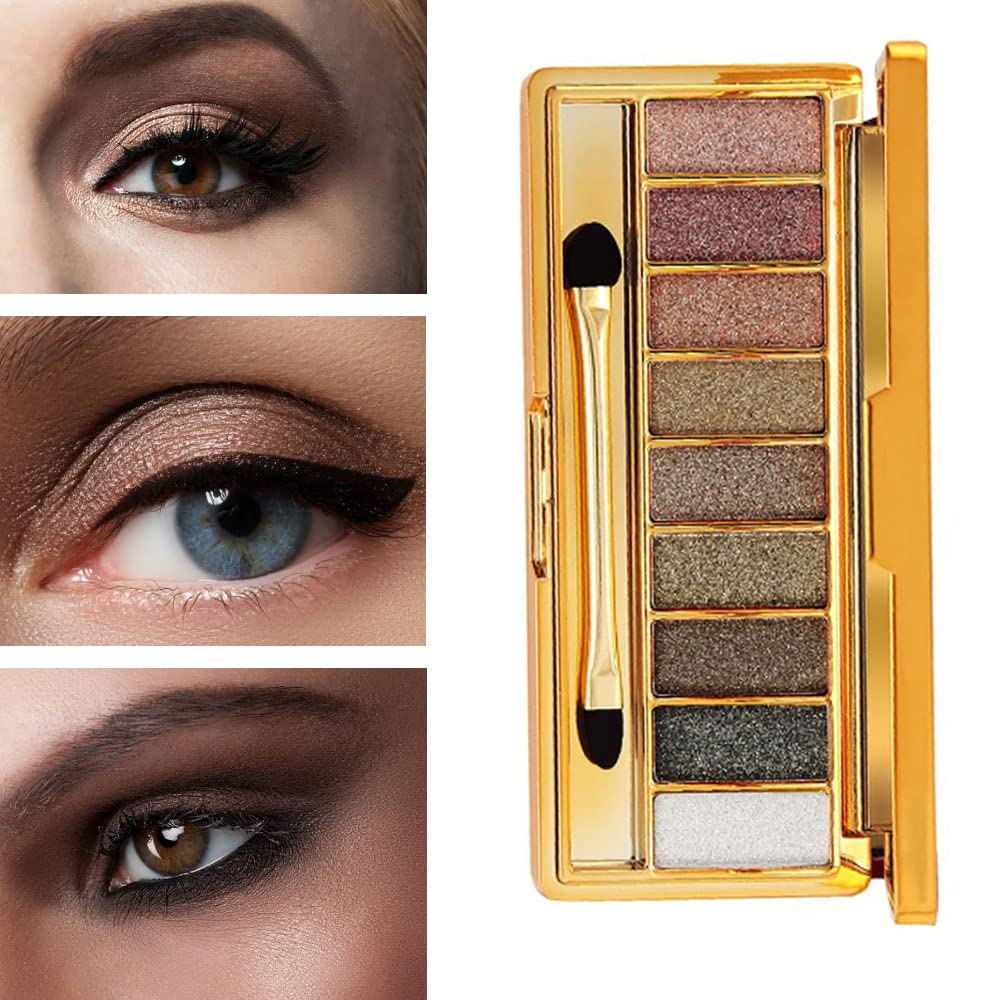 Virtegasas Glitter Eyeshadow Pallet Makeup Sets, 9 Colors Shimmer Sparkle Eyeshadow Palette Diamond Bright Makeup Shimmery Sparkly Glittery Highly Pigmented Waterproof Long-lasting Eye Shadow Palette