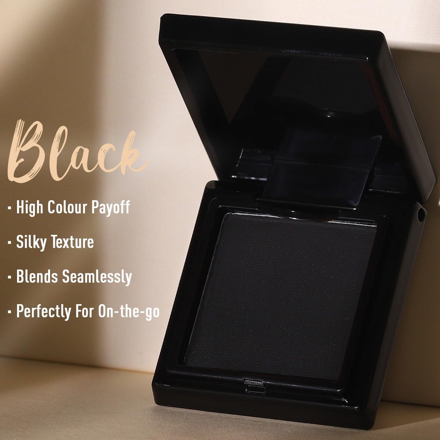 UCANBE Black Single Eyeshadow Palette, Highly Pigmented Matte Eye Shadow Powder, Professional Long-Lasting Waterproof Makeup Palette