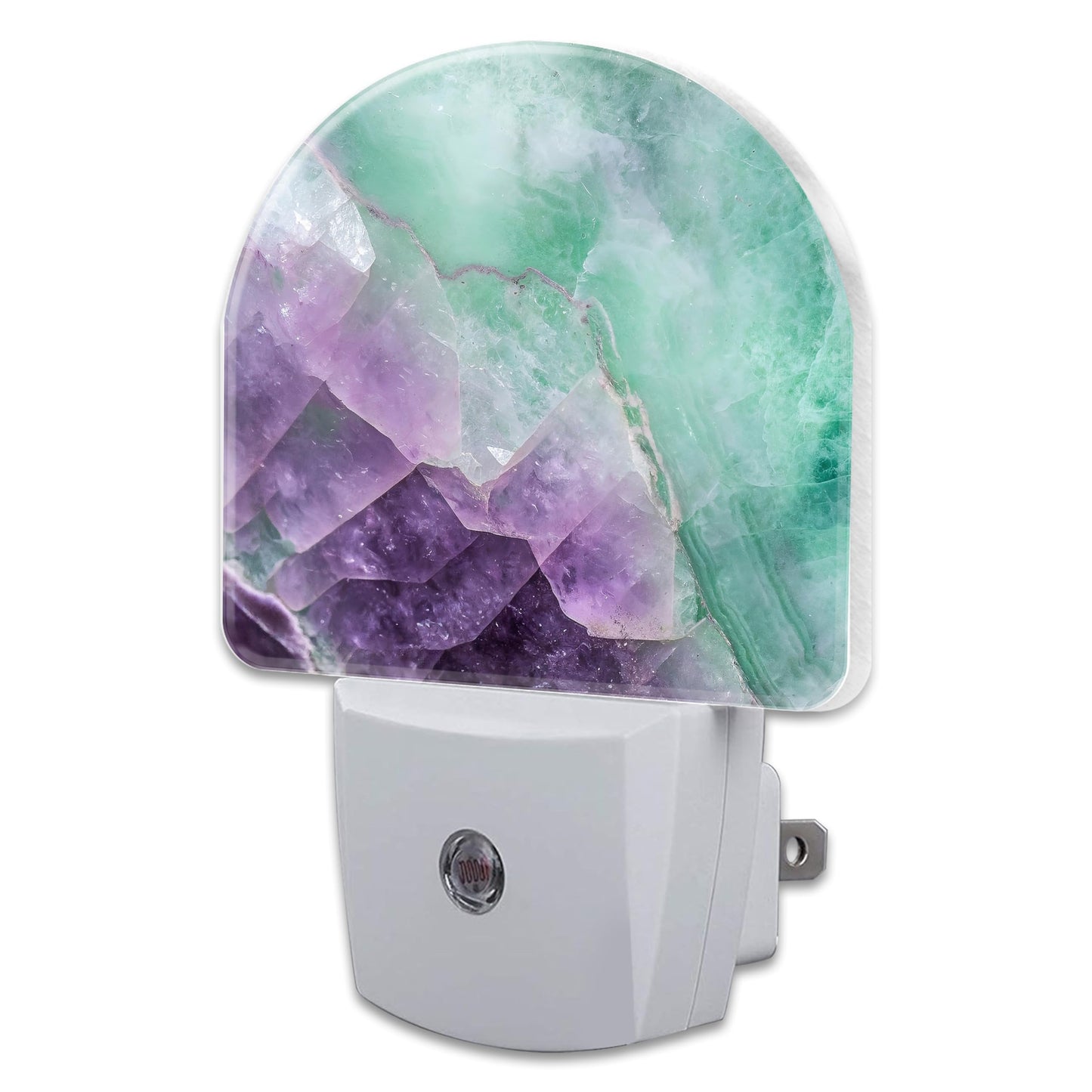 sndheke Purple Green Fluorite Marble Night Light, Luxury Rock Gemstone Dusk to Dawn Night Light Plug in,0.5w Energy Saving Sleep Friendly NightLight for Kids Boys Girls Home Decor