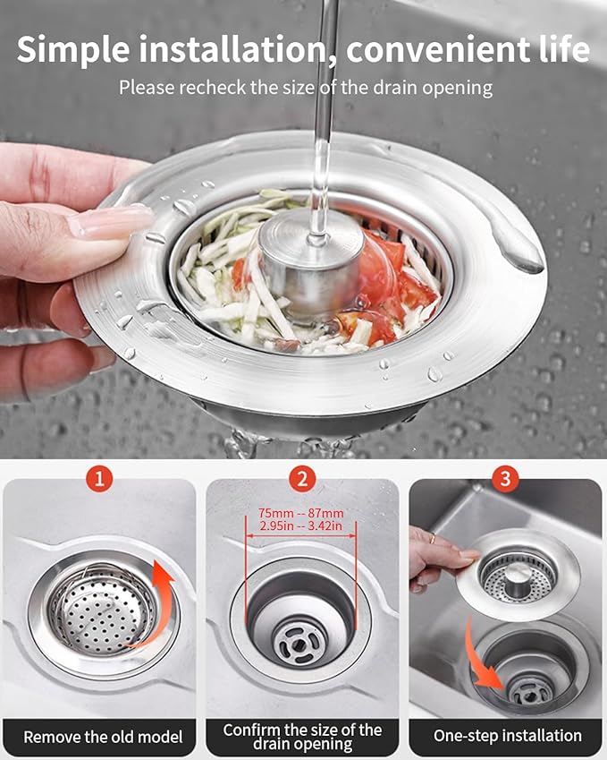 3 in 1 Kitchen Sink Drain Strainer Anti-Clogging Kitchen Sink Drain Stopper