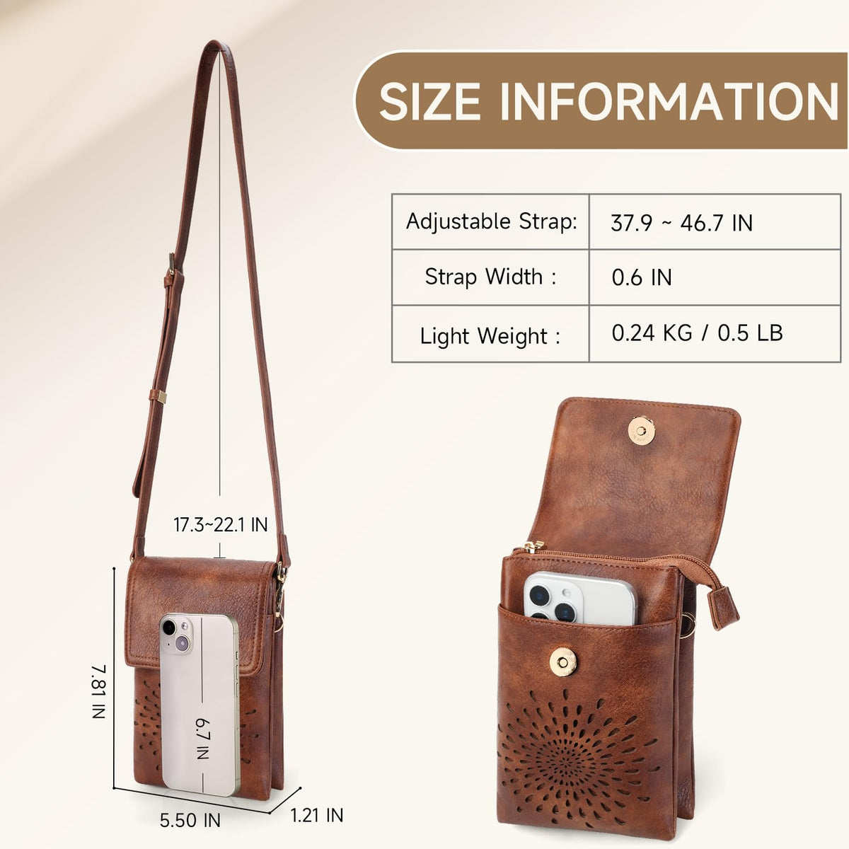 APHISON Small Crossbody Bags for Women Trendy, Leather Crossbody Phone Purses Handbags with Adjustable Strap