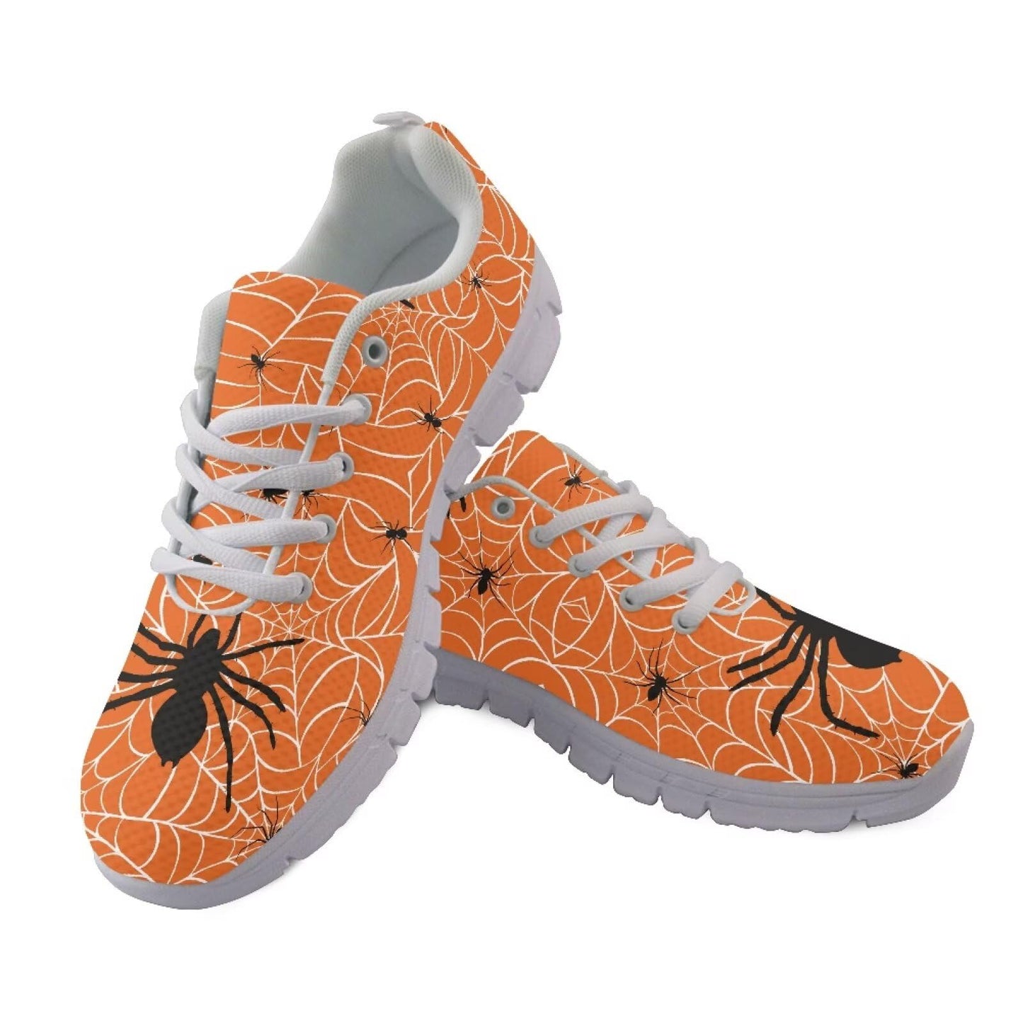 GIFTPUZZ Orange Web Men's Slip-On Sneakers Halloween Themed Lightweight Walking Shoes with Non-Slip Sole for Indoor/Outdoor Comfortable Casual Fashion Gifts for Halloween Size 45