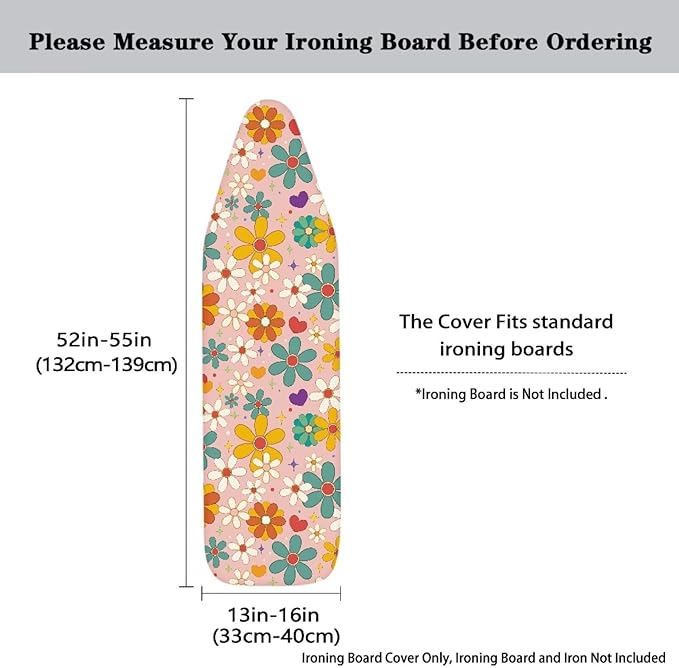 Hippie Flower Ironing Board Cover 15x54 Inch Extra Thick Resistant Scorch and
