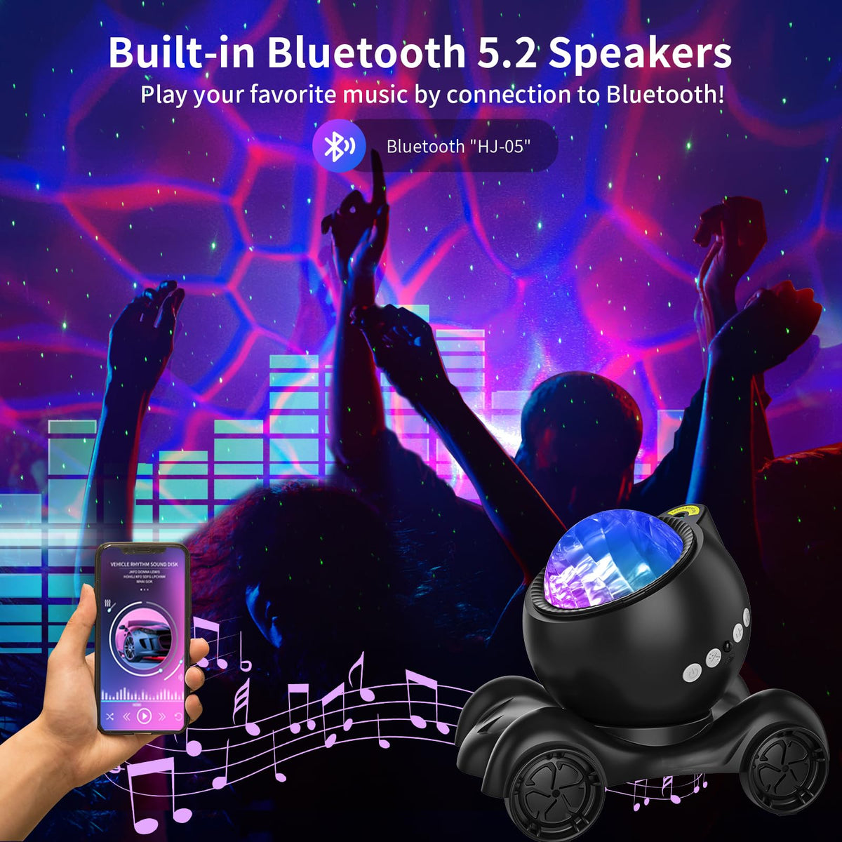 ENOKIK Star Projector, Galaxy Projector Built-in Bluetooth Speaker and 8 White Noise, Night Light for Kids Adults, Aurora Nebula Lamp for Home Decor/Relaxation/Party/Music/Gift (Black)