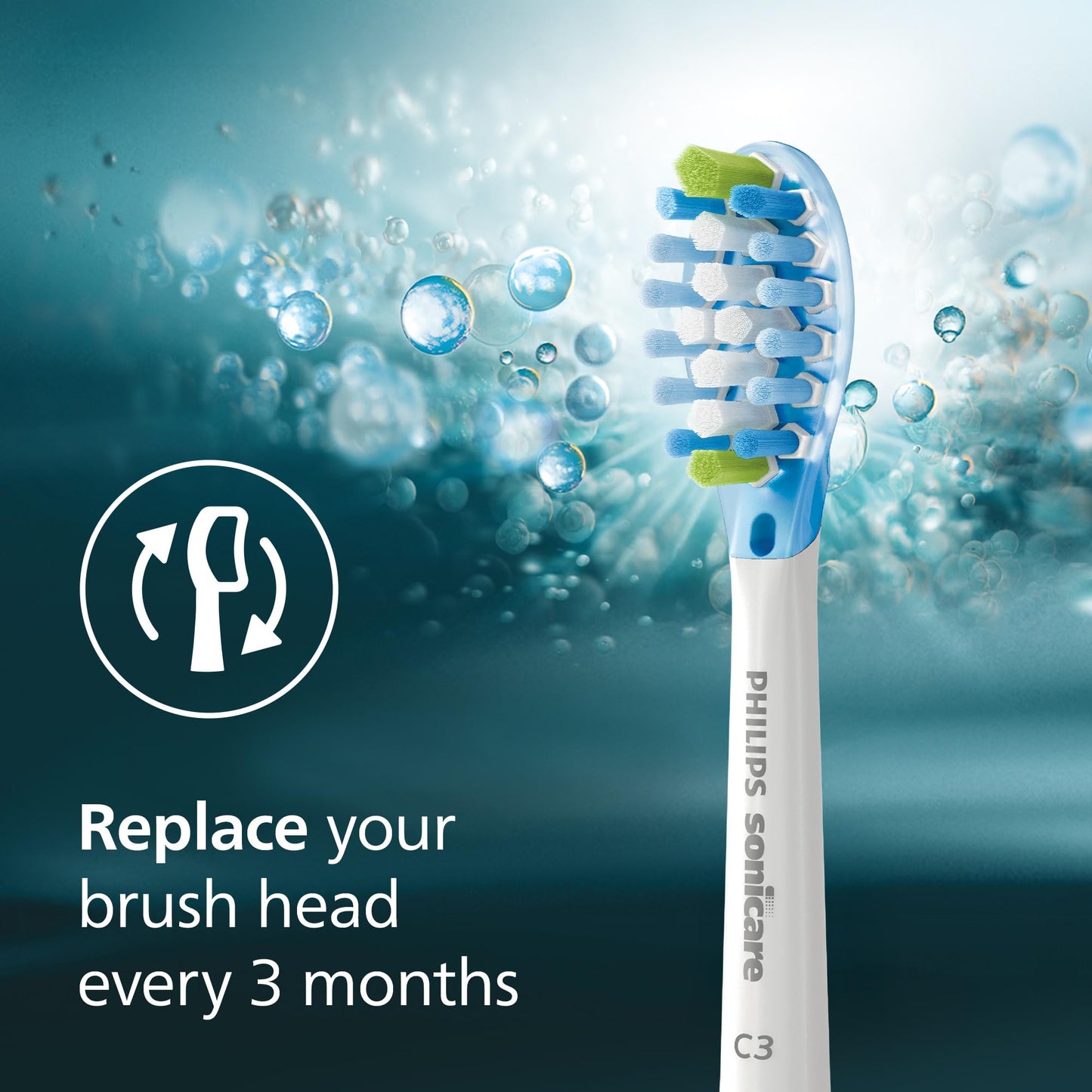 Philips Sonicare Genuine C3 Premium Plaque Control Toothbrush Heads, One Year Supply, 2 Brush Heads, Black, HX9044/95