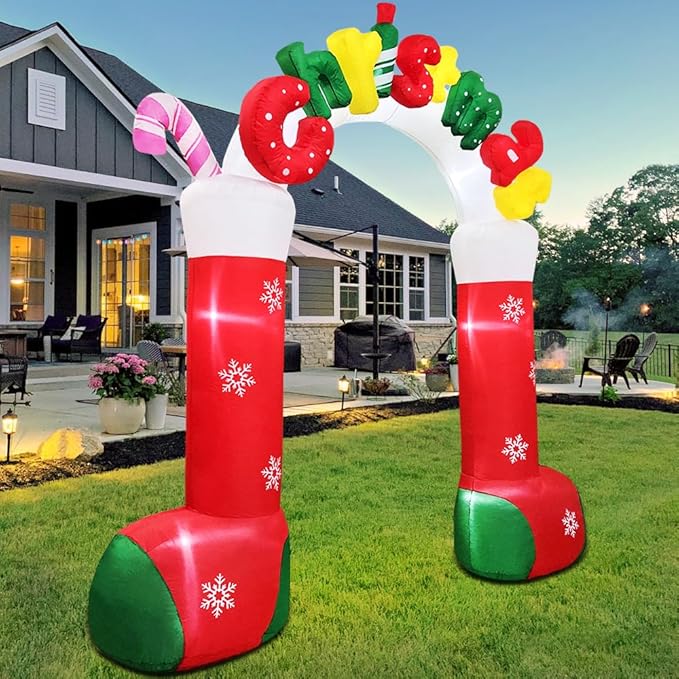 KOOY Giant 10 FT Christmas Inflatables Archway Outdoor Decorations, Merry Christmas Arch Blow Up Yard Decorations,Xmas Decoration for Holiday Front Yard Lawn Garden Winder Decor Christmas Decoration