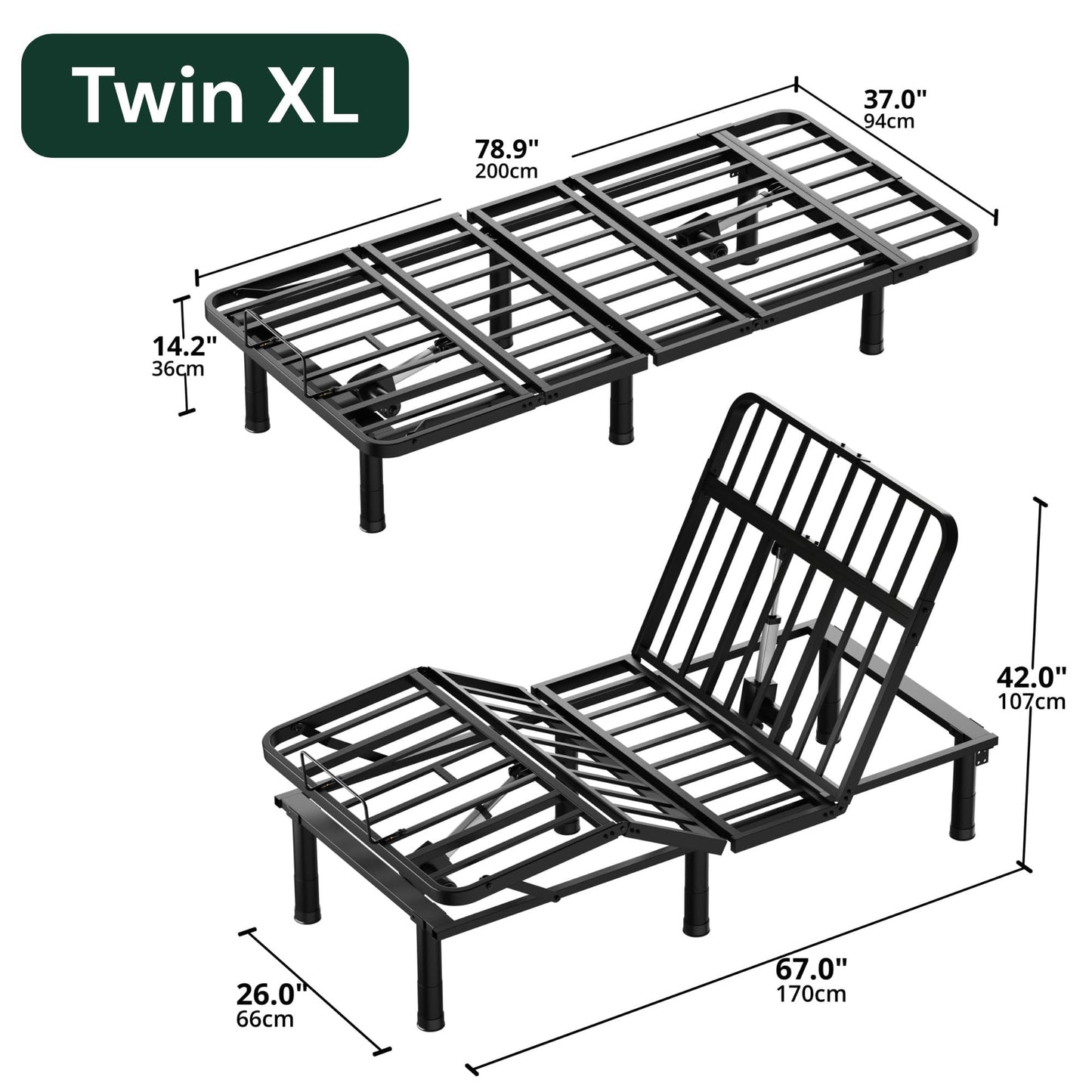 Cozy Castle Adjustable Bed Frame with Wireless Remote, Zero Gravity, Head and Foot Incline, Adjustable Leg Heights, Electric Bed Frame for Ultimate Comfort (TwinXL)