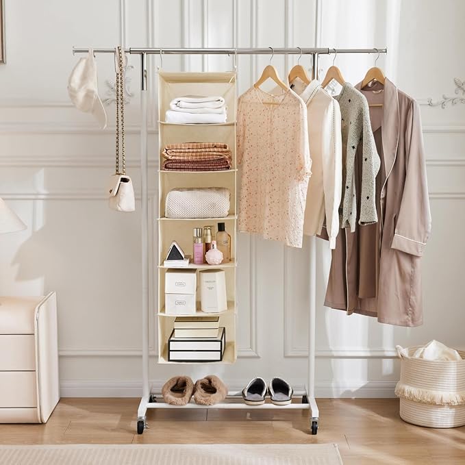 MAX Houser 6 Tier Shelf Hanging Closet Organizer, Closet Hanging Shelf