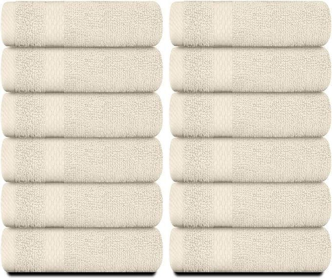 White Classic Luxury Cotton Washcloths 13x13 Inch