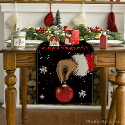 Artoid Mode Merry Christmas Table Runner Black, Seasonal Winter Xmas Holiday Kitchen Dining Table Decoration for Outdoor Home Party Decor 13 x 72 Inch