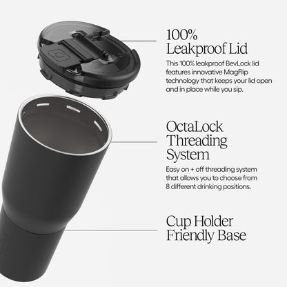 BrüMate Nav 25oz 100% Leak Proof Insulated Travel Tumbler with Magnetic BevLock™ Lid - Double Wall Cup-Holder Friendly Stainless Steel Mug (Dark Aura)