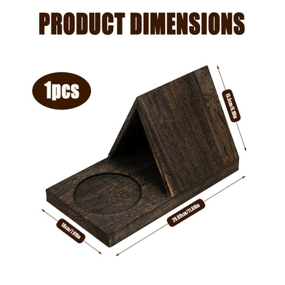 Wooden Triangle Book Stand Rest with Cup Holder, Short Book Holder Valet Shelf Table Desk Nightstand for Reading Display Lover Gifts (Charred Wood Color)
