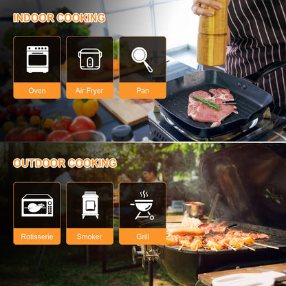 Wireless Meat Thermometer – Digital Cooking Thermometer with Wireless Probe – 500Ft Remote Range Food Thermometer – with iOS & Android Read App -Preprogrammed Temperatures for BBQ, Oven, Grill