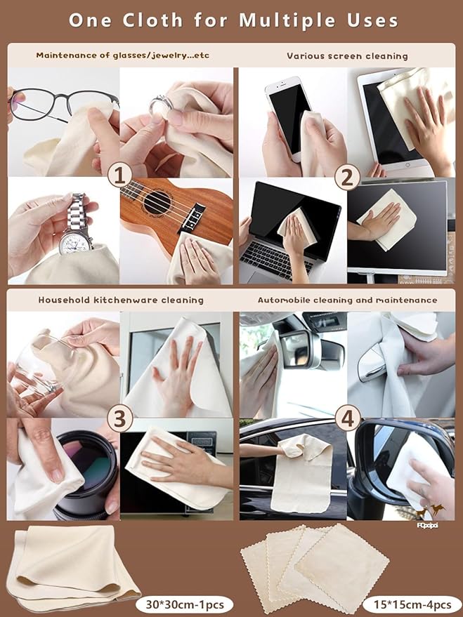 Glasses Cleaning Cloth Chamois Leather Natural Premium Cloth, Eye Glass Clean