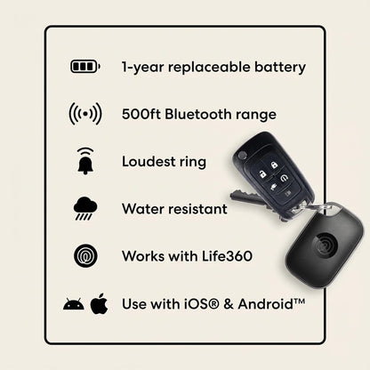 Life360 Tile Pro - Powerful Bluetooth Tracker, Key Finder and Item Locator for Keys Bags, and More. Both iOS and Android Compatible. Phone Finder. 2-Pack (Black/White)