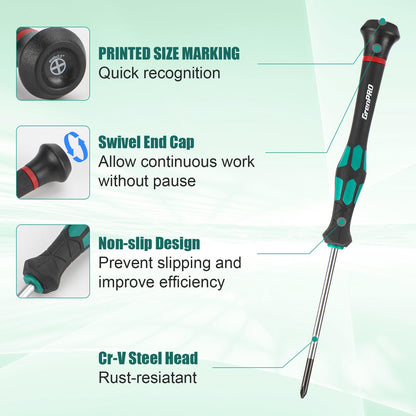 GRENPRO 10-Piece Precision Screwdriver Set, Magnetic Small Screwdrivers with Phillips, Slotted, Torx Star for Eyeglass, Watch, Computer, Laptop, Phone,Green