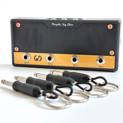 SaSpoloi Guitar Amp Key Holder for Wall Mount, Includes 4 Guitar Plug Key Fobs and 1 Wall Mounting Kit (Black)