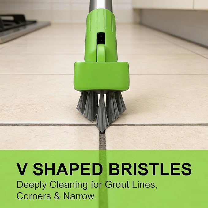 ITTAHO 2 Pack Grout Brush with Long Handle, Swivel Cleaning Grout Line Scrubber