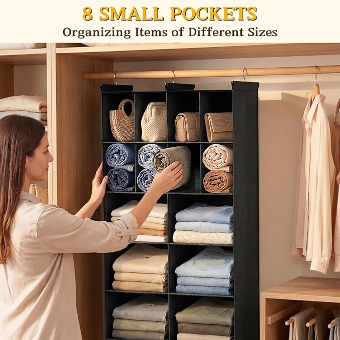 Ofiray-home 5 Tier Hanging Closet Organizer, 14 Compartments Sweater Organizer