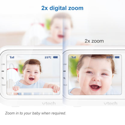 VTech VM3250 Video Baby Monitor with Camera,300m Long Range, Baby Monitor with 2.8" LCD Screen,Up to 19-hr Video Streaming,Night Vision,Secured Transmission,Temperature Sensor,Soothing Sounds,2X Zoom