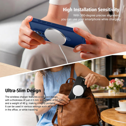 Wireless Charger 2Pack 25W Qi2 Magnetic Wireless Charger for iPhone 17/16/15/14/13/12 Pro Max, Air pods 4-2Pro, Samsung Galaxy, Google Pixel, and More, Lightweight for Travel Home Office Desk (White)